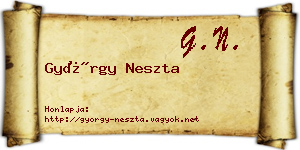 György Neszta névjegykártya